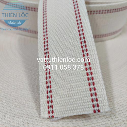 BĂNG TẢI COTTON VIỀN ĐỎ DÙNG CHO MÁY GẤP, MÁY XẾP