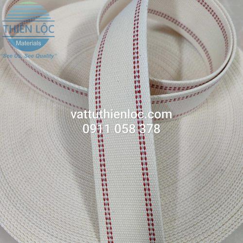 BĂNG TẢI COTTON VIỀN ĐỎ DÙNG CHO MÁY GẤP, MÁY XẾP